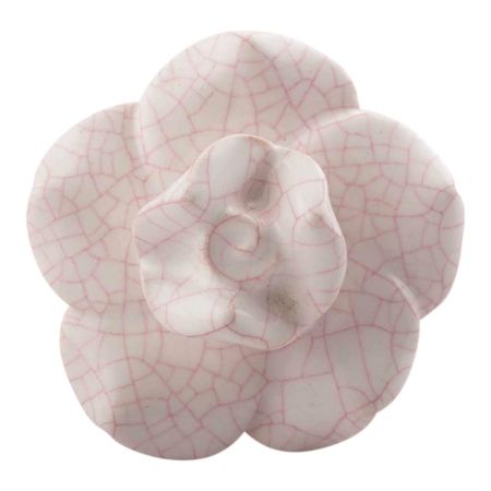 White And Pink Crackle Rose Flower Ceramic Knobs